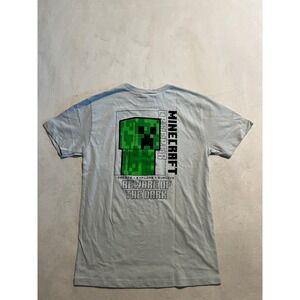 Minecraft Boys Creeper Graphic T-Shirt Gray XL Beware of the Dark Mad Engine NEW